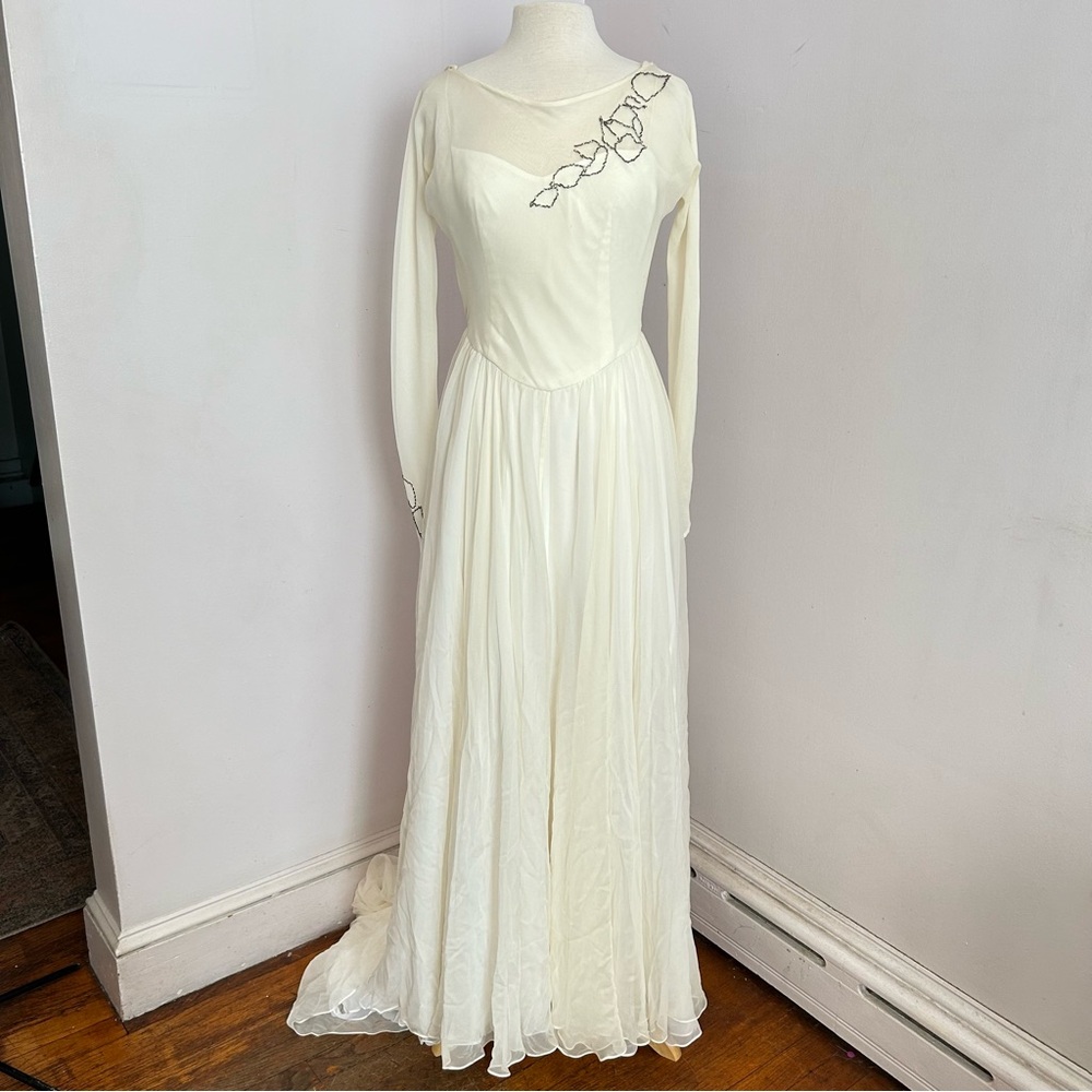 Vintage Custom Silk Wedding Dress & Hat